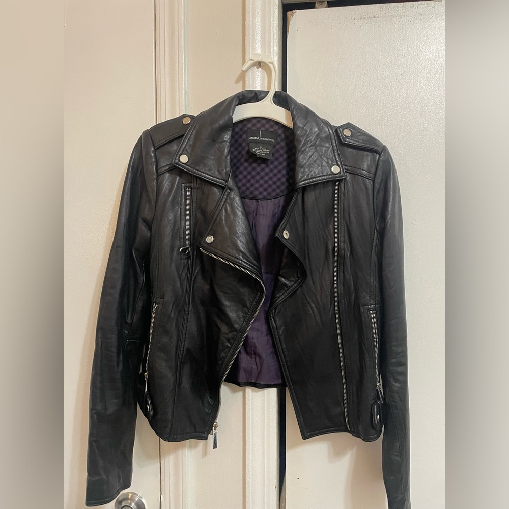 Zipper Black leather Jacket